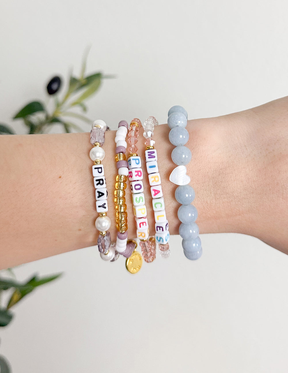 Colorful Christian Jewelry Bracelet set featuring motivational beads and gemstones for daily inspiration