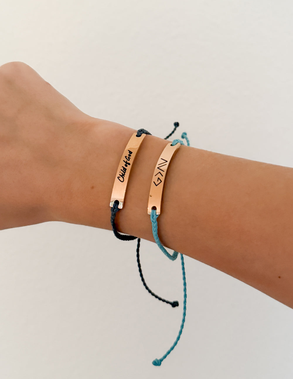 Elevated Faith Christian Jewelry Bracelet set with inspirational words on a string design
