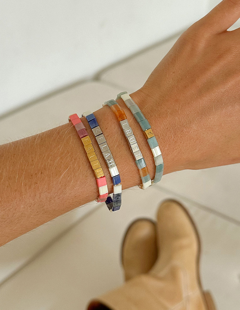 Letter Bracelet from Elevated Faith, a stylish Christian Jewelry Bracelet in a vibrant mix of colors