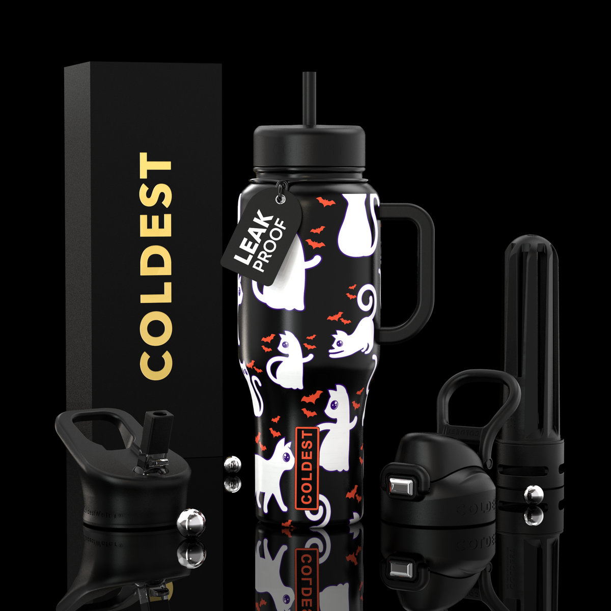 COLDEST 36oz Limitless Ultra v8 insulated tumbler in Bats and Cats design