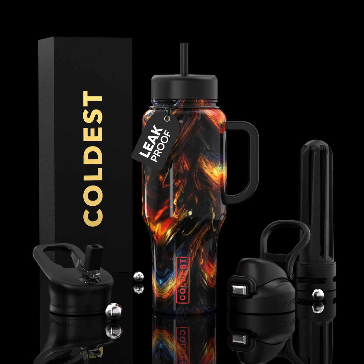 COLDEST 36oz Limitless Ultra v8 insulated tumbler in Dark Fire Ultra design