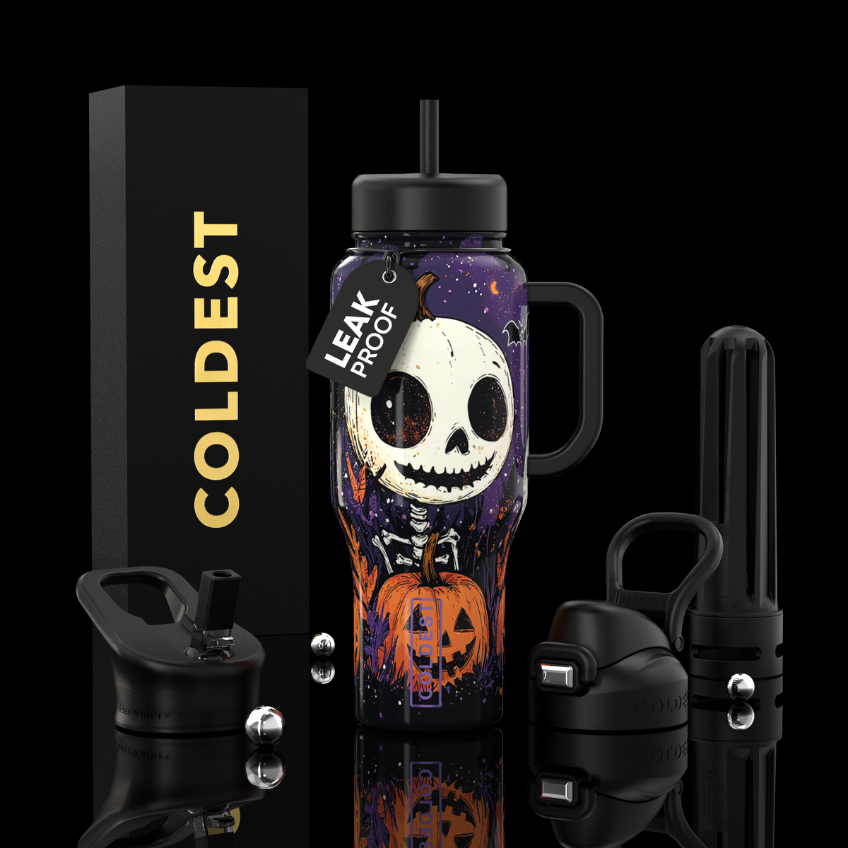 COLDEST 36oz Limitless Ultra v8 insulated tumbler in Deadly Pumpkin Heads design