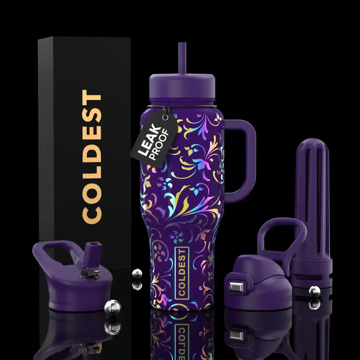 COLDEST 36oz Limitless Ultra v8 insulated stainless steel tumbler with handle – view 36