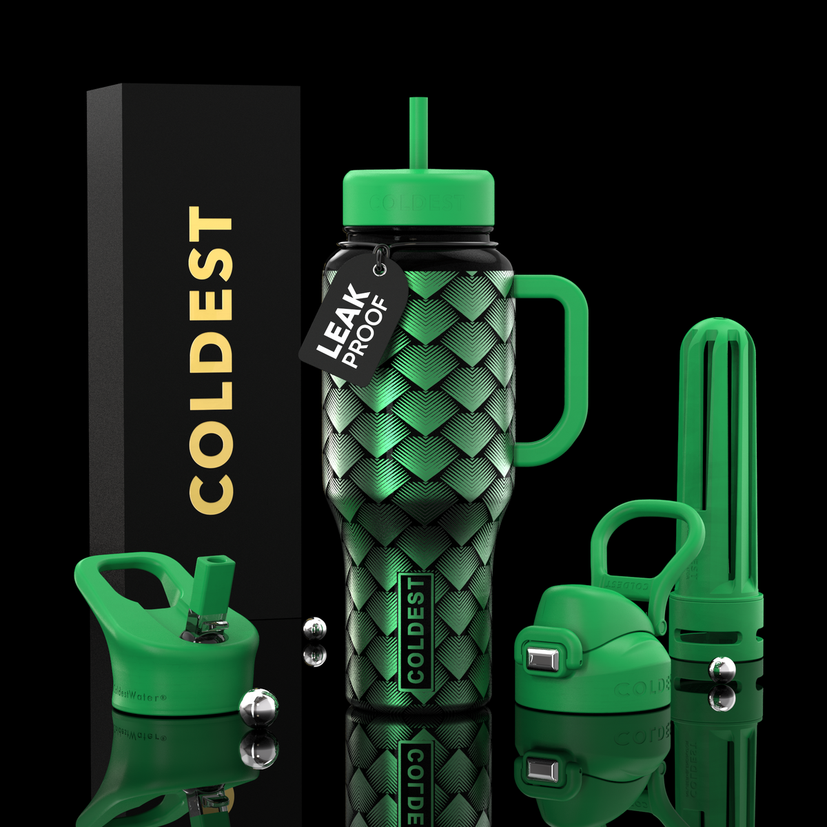 COLDEST 36oz Limitless Ultra v8 insulated tumbler in Green Dragon Ultra design