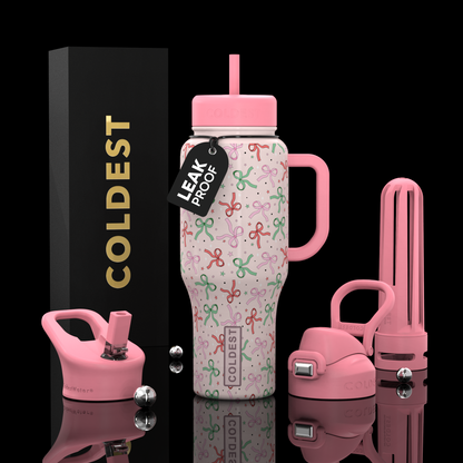 COLDEST 36oz Limitless Ultra v8 insulated tumbler in Pink Bows Ultra design