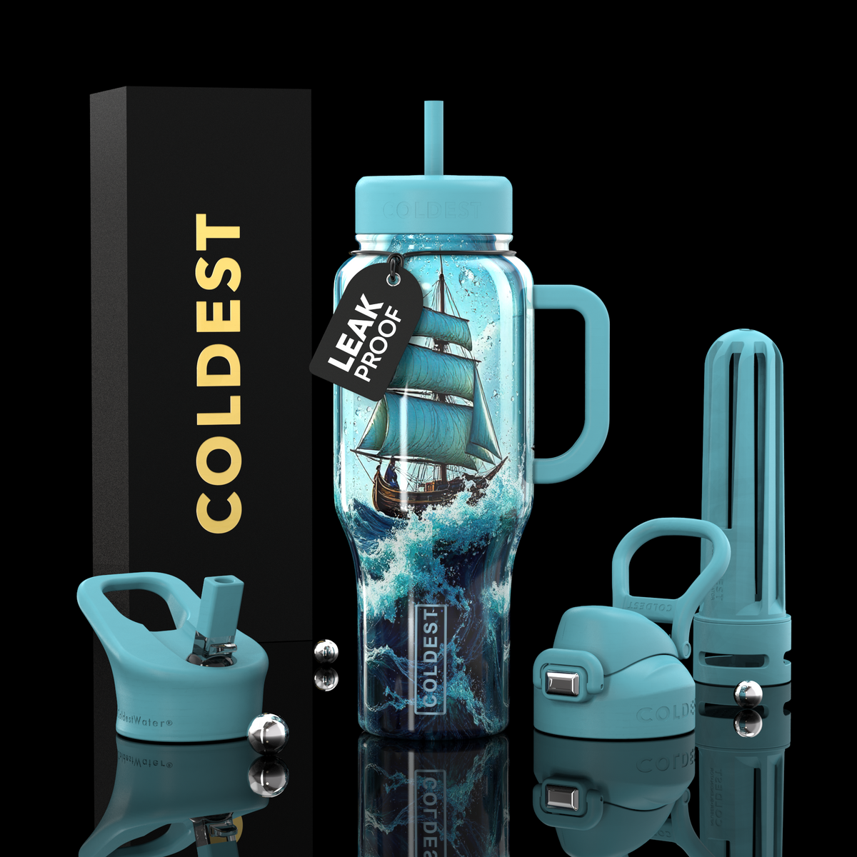 COLDEST 36oz Limitless Ultra v8 insulated tumbler in Ship in a Bottle design