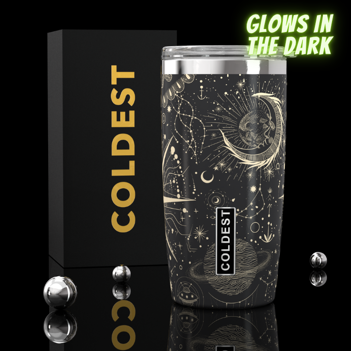 COLDEST 20oz insulated coffee tumbler v2 in The Glowie Big Bang design