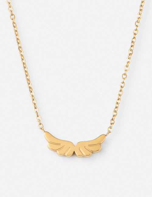 Gold Wing Pendant Necklace from Elevated Faith, perfect example of Christian Jewelry