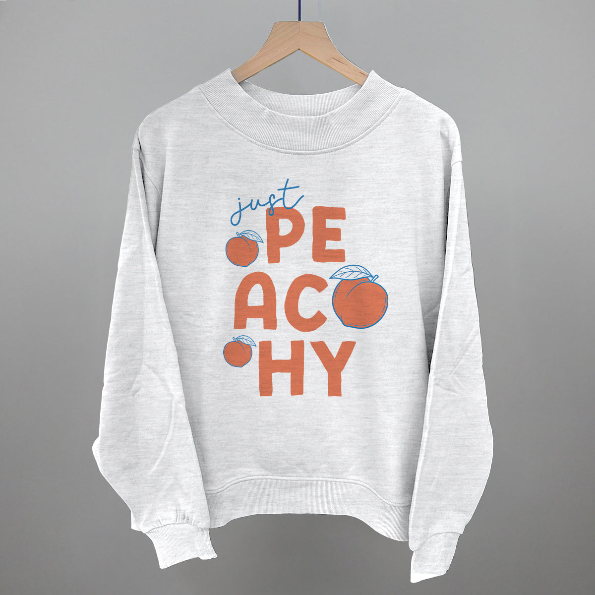 Just Peachy Summer graphic French terry mockneck in Ash