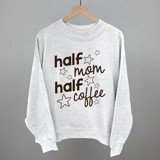 Half Mom Half Coffee Stars Funny Oversized French Terry Mockneck Sweatshirt in Ash – Ivy + Cloth