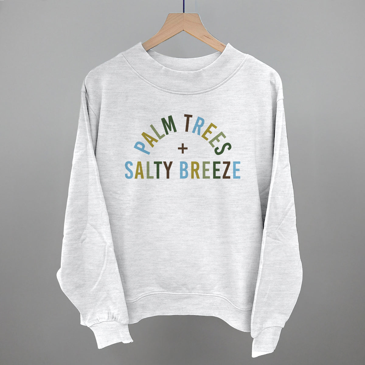 Palm Trees And Salty Breeze Funny Oversized French Terry Mockneck Sweatshirt in Ash – Ivy + Cloth