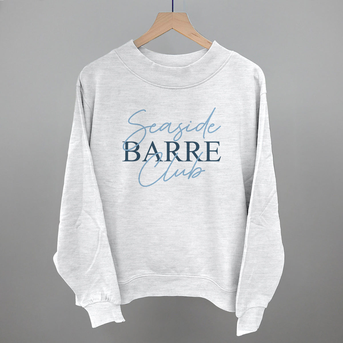 Seaside Barre Club Funny Oversized French Terry Mockneck Sweatshirt in Ash – Ivy + Cloth