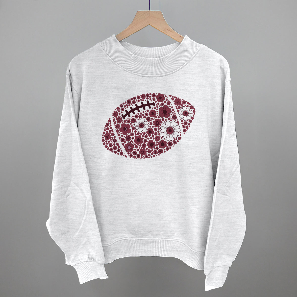 Floral Football Maroon Funny Oversized French Terry Mockneck Sweatshirt in Ash – Ivy + Cloth