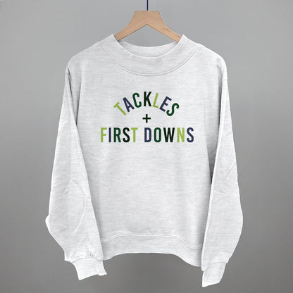Tackles and First Downs Football graphic French terry mockneck in Ash