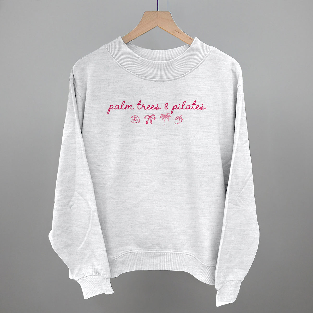 Palm Trees & Pilates (Pink) Funny Oversized French Terry Mockneck Sweatshirt in Ash – Ivy + Cloth