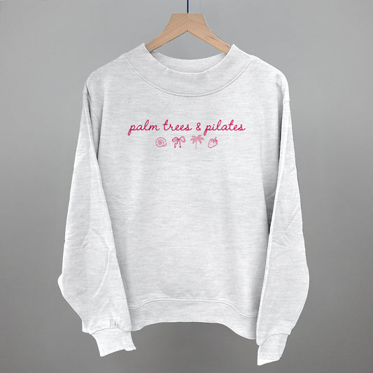 Palm Trees & Pilates (Pink) Funny Oversized French Terry Mockneck Sweatshirt in Ash – Ivy + Cloth