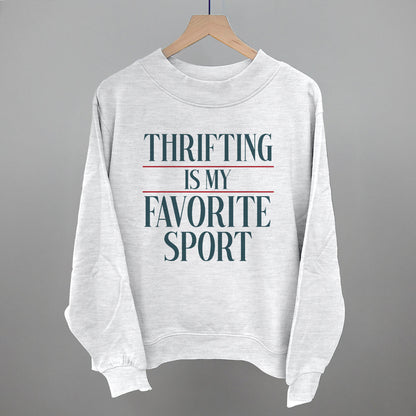Thrifting Is My Favorite Sport graphic French terry mockneck in Ash