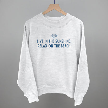 Live In The Sunshine, Relax On The Beach graphic French terry mockneck in Ash