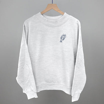 Lobster Coastal graphic French terry mockneck in Ash