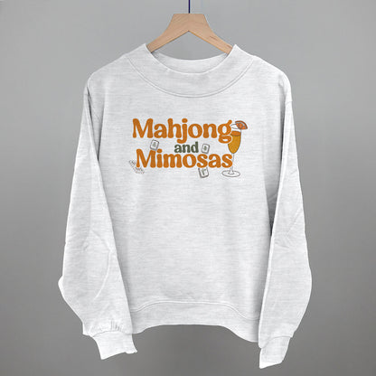 Mahjong and Mimosas graphic French terry mockneck in Ash