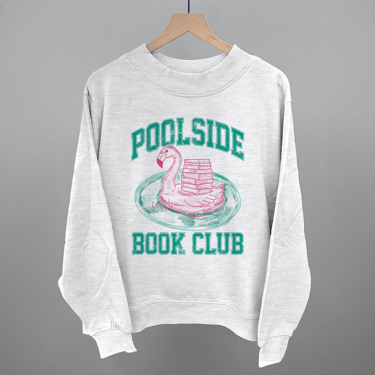 Poolside Book Club (Pink + Teal) Funny Oversized French Terry Mockneck Sweatshirt in Ash – Ivy + Cloth