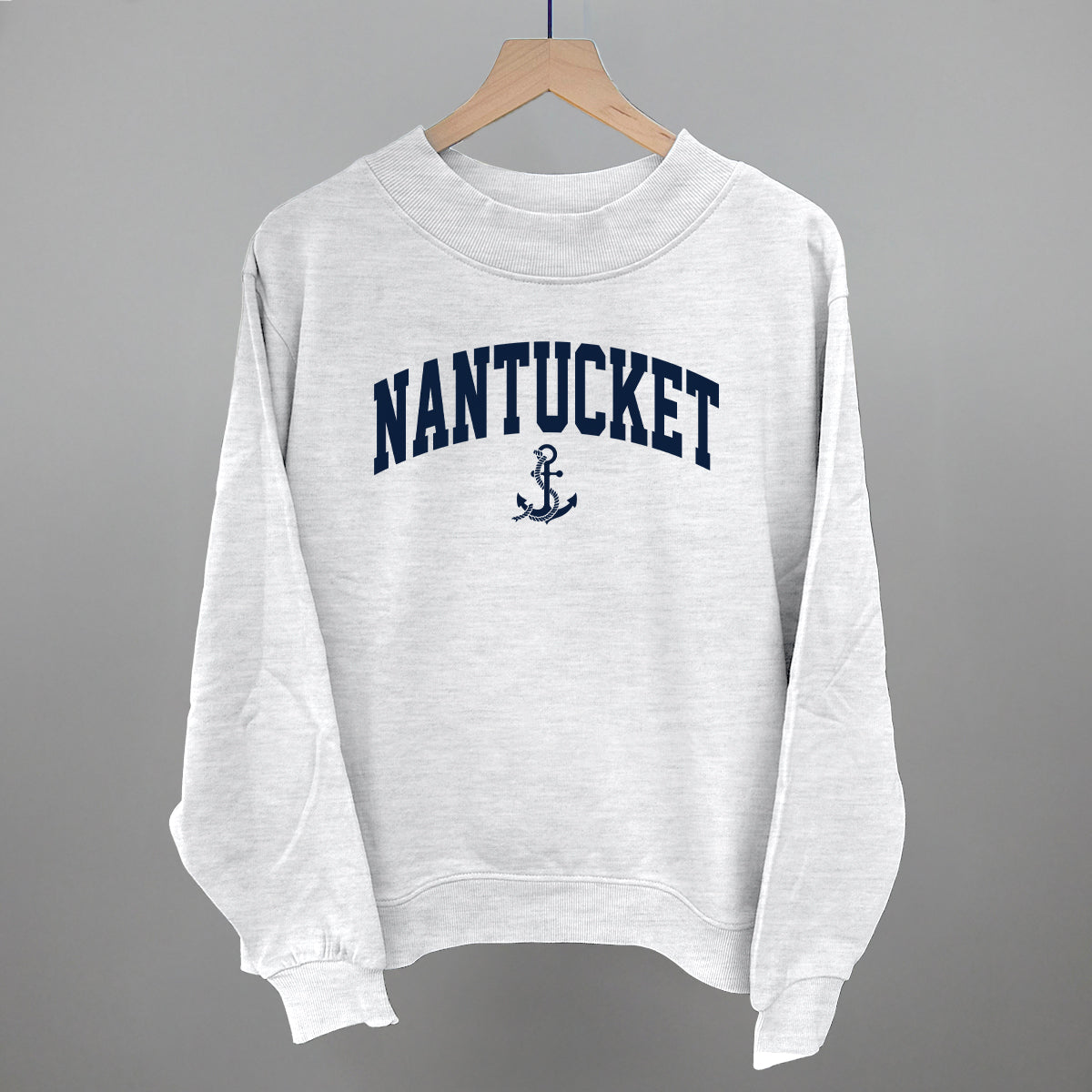 Nantucket Arch And Anchor Funny Oversized French Terry Mockneck Sweatshirt in Ash – Ivy + Cloth