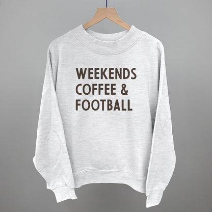 Weekends, Coffee and Football graphic French terry mockneck in Ash