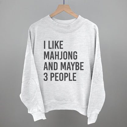 I Like Mahjong and Maybe 3 People graphic French terry mockneck in Ash