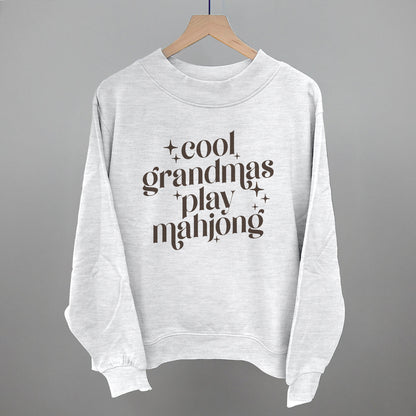 Cool Grandmas Play Mahjong graphic French terry mockneck in Ash