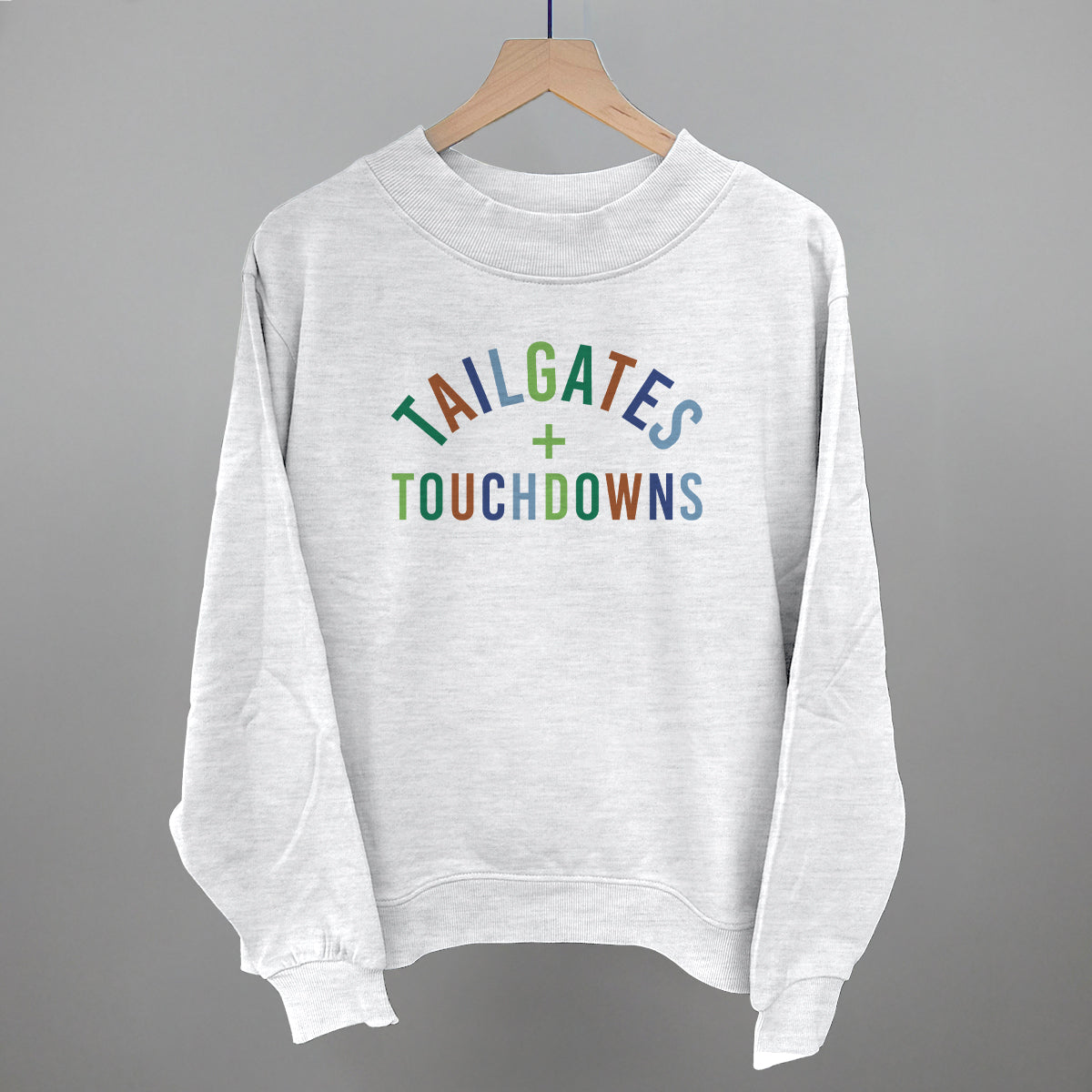 Tailgates and Touchdowns Football graphic French terry mockneck in Ash