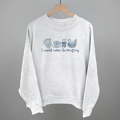 I Would Rather Be Thrifting graphic French terry mockneck in Ash