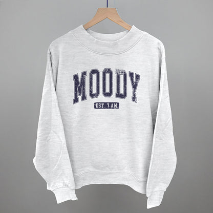 Moody Est. 7 AM graphic French terry mockneck in Ash