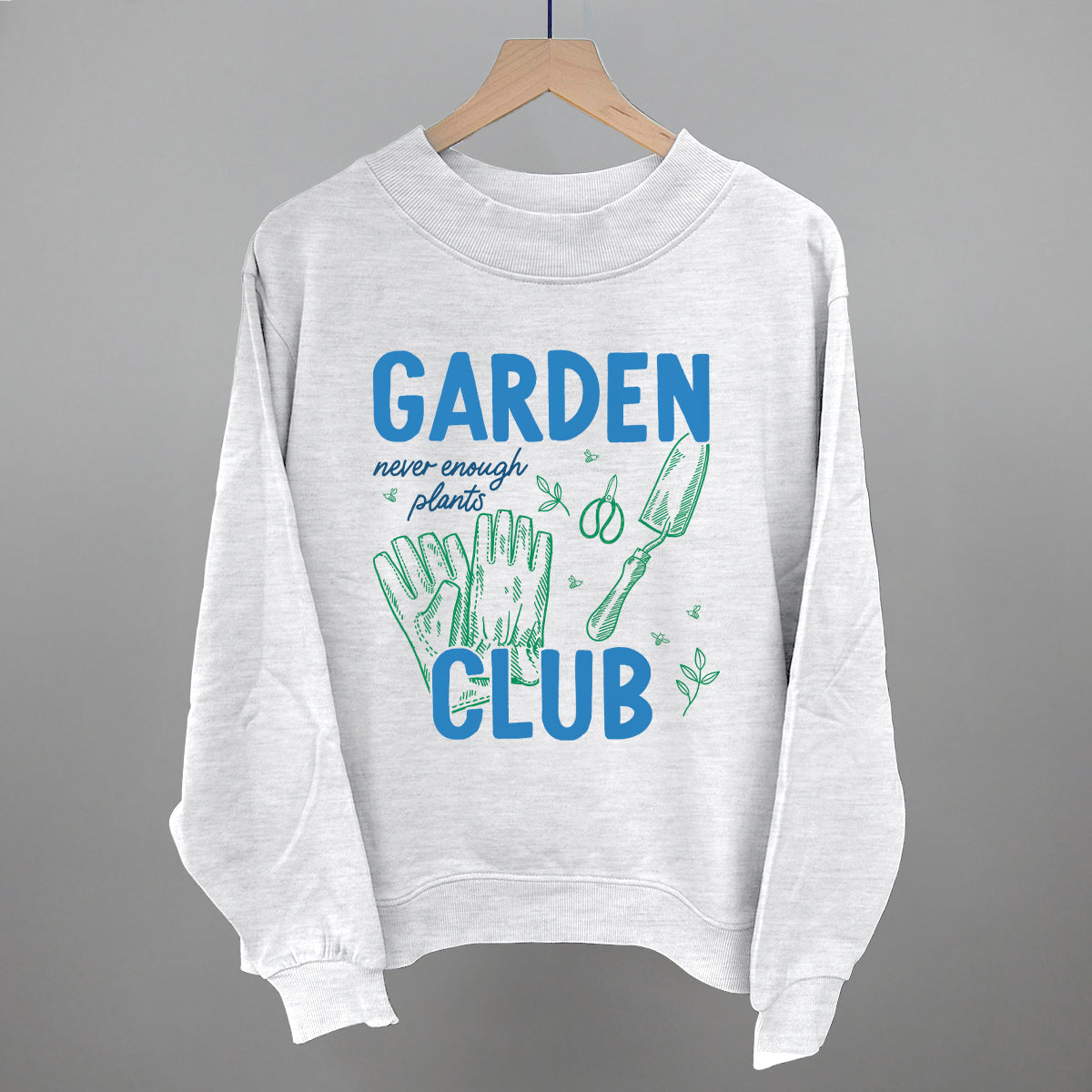 Garden Club Gardening graphic French terry mockneck in Ash