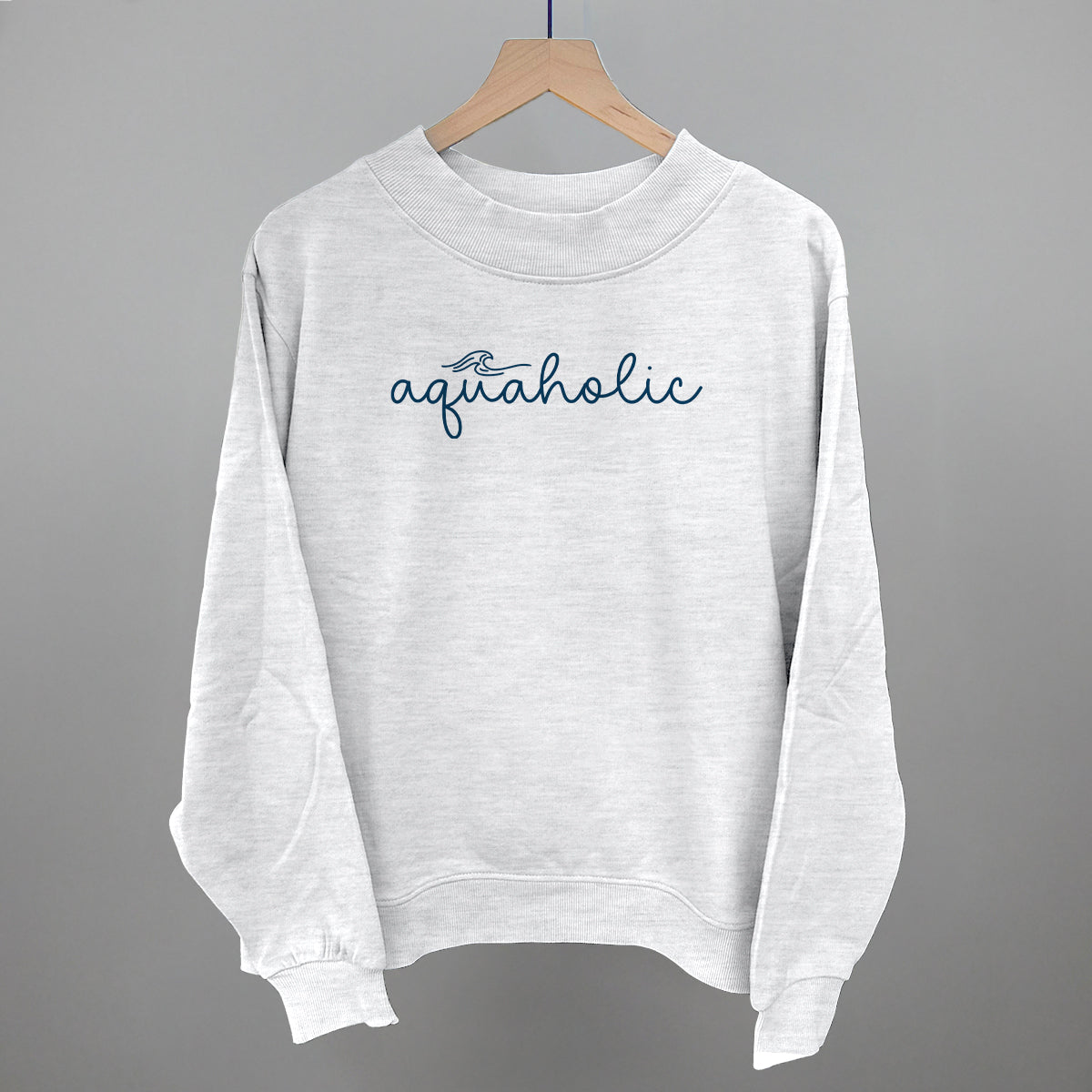 Aquaholic Beach graphic French terry mockneck in Ash