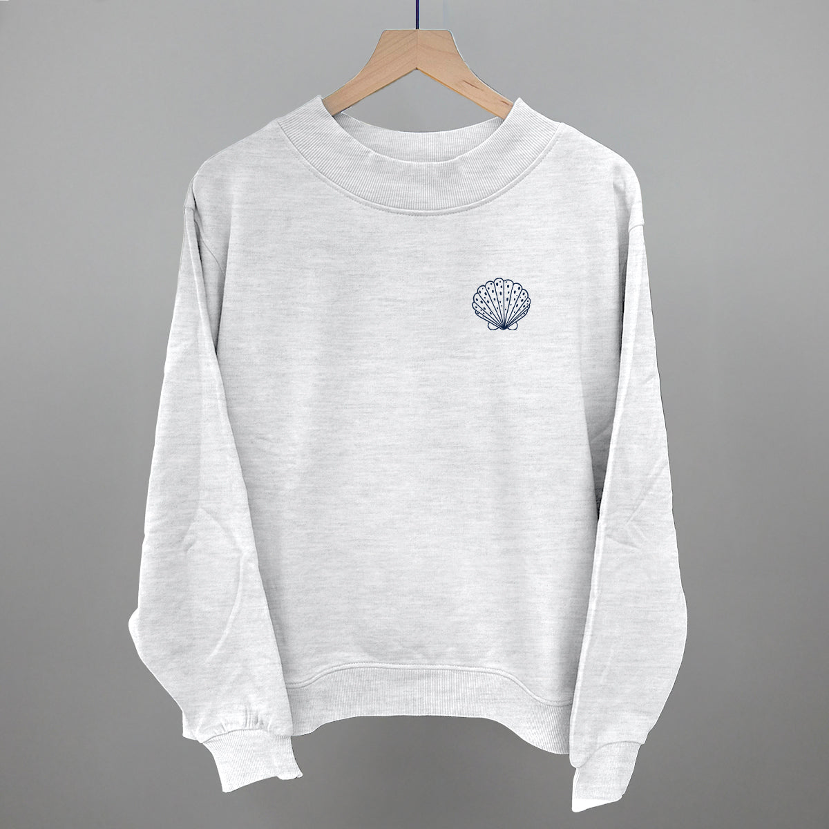 Speckled Seashell (Navy Blue) (Left Chest) Funny Oversized French Terry Mockneck Sweatshirt in Ash – Ivy + Cloth