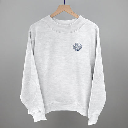 Speckled Seashell (Navy Blue) (Left Chest) Funny Oversized French Terry Mockneck Sweatshirt in Ash – Ivy + Cloth