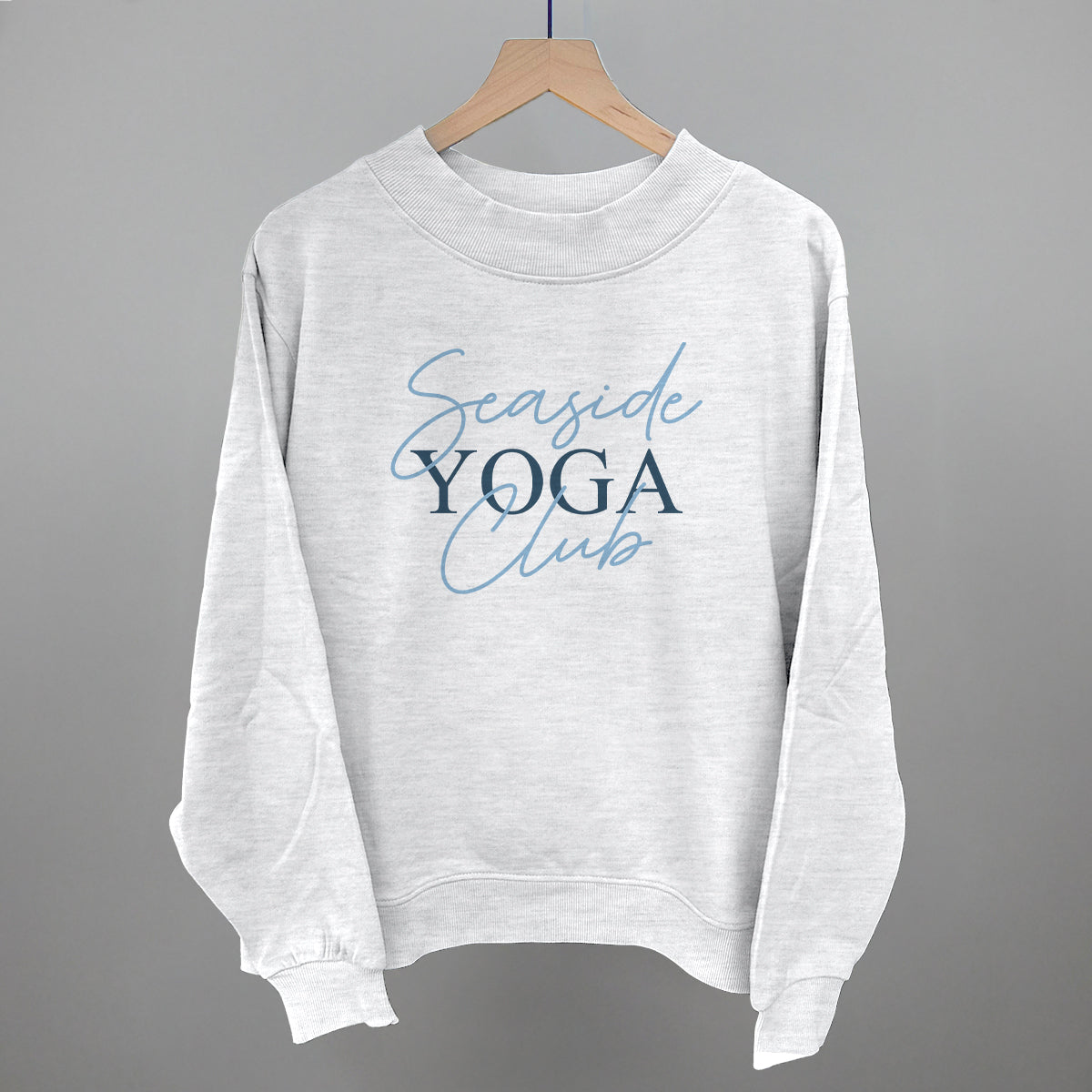Seaside Yoga Club Funny Oversized French Terry Mockneck Sweatshirt in Ash – Ivy + Cloth