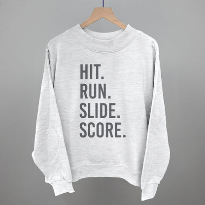 Hit Run Slide Score Baseball graphic French terry mockneck in Ash