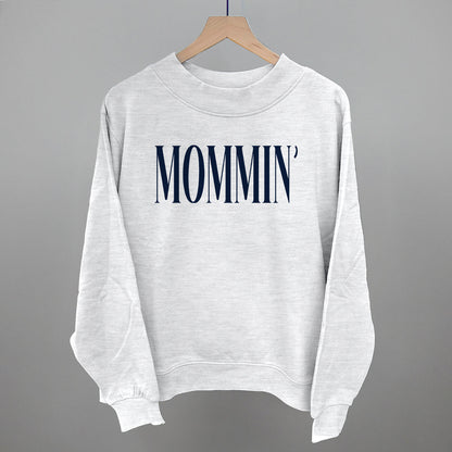 Mommin' Mom graphic French terry mockneck in Ash