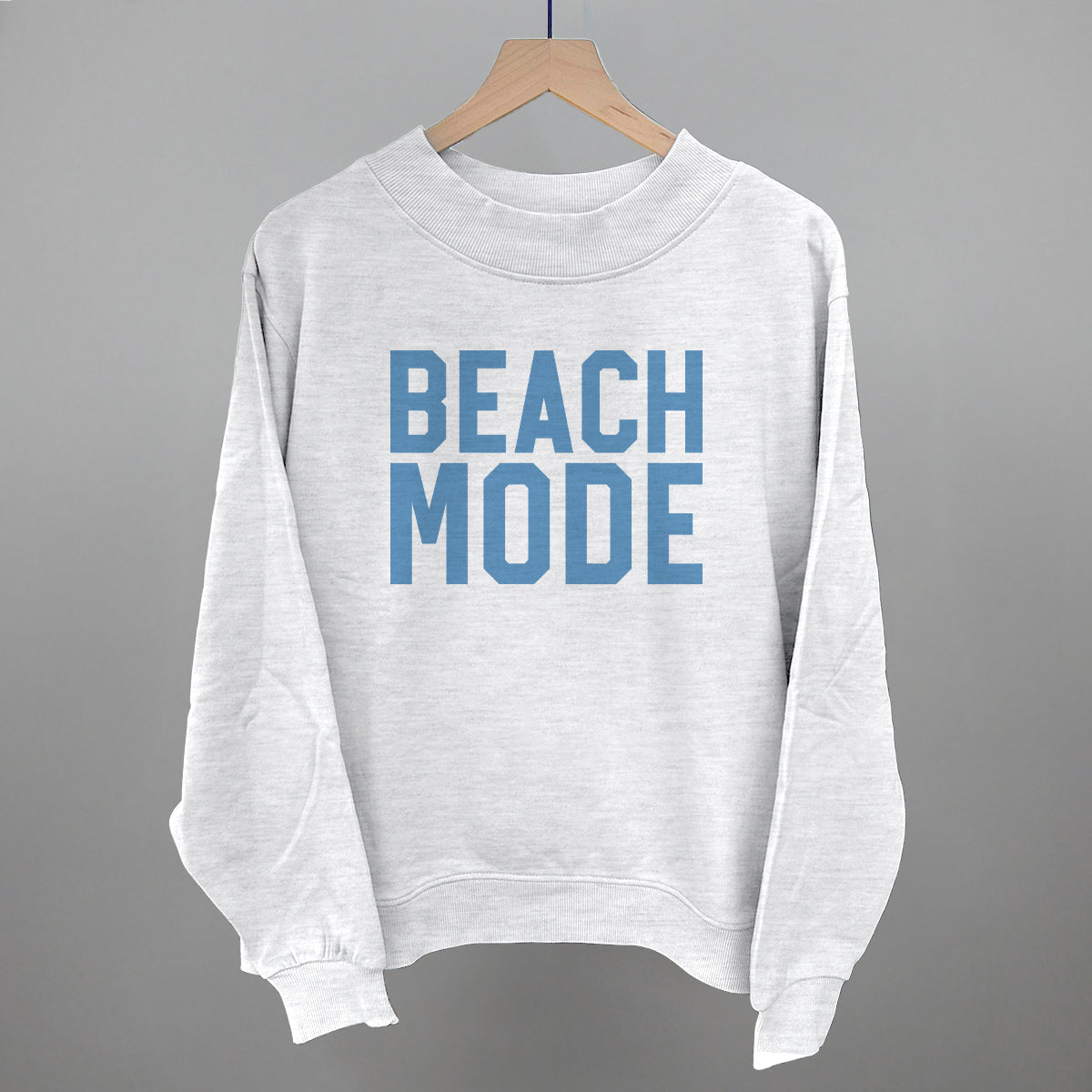 Beach Mode graphic French terry mockneck in Ash