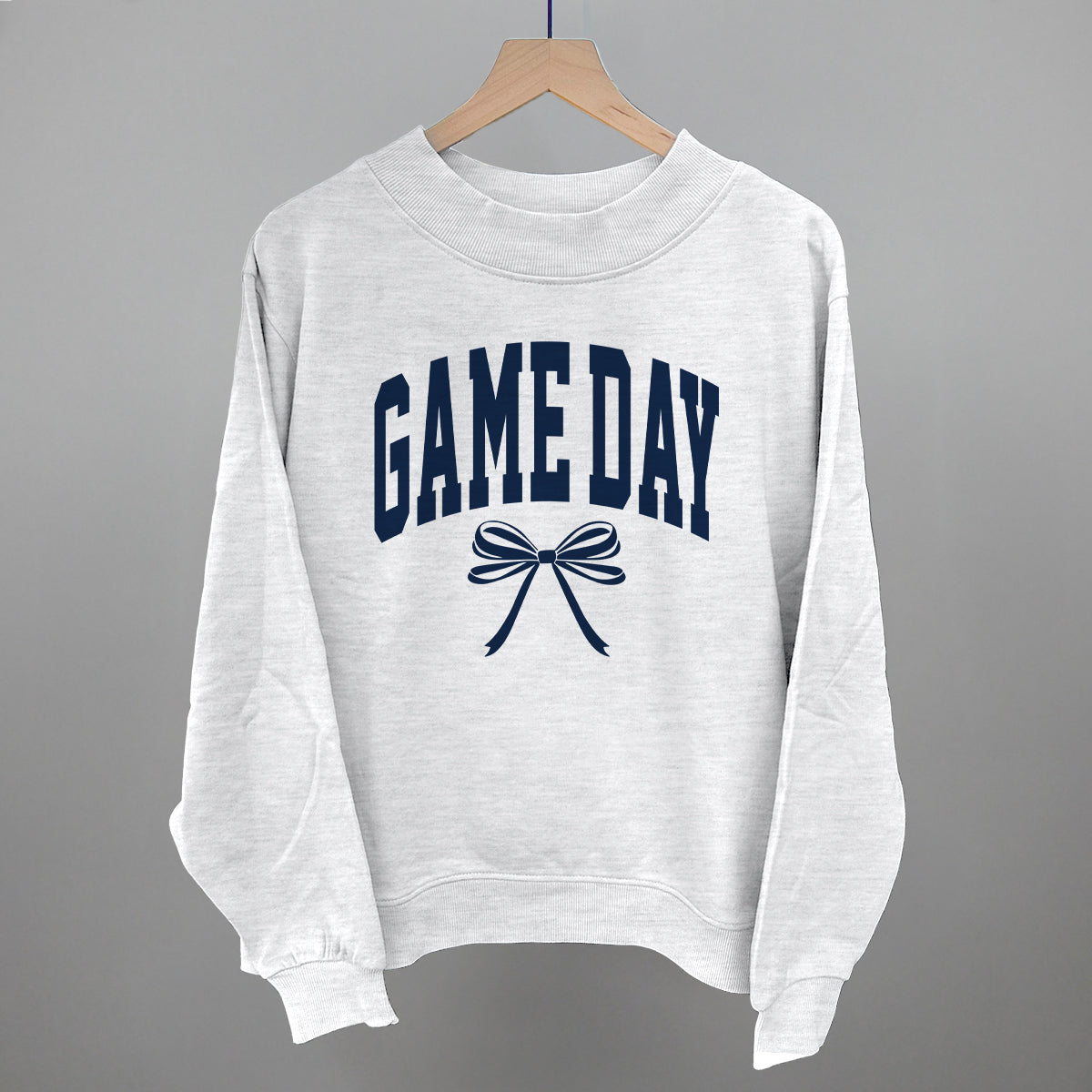 Game Day Arch And Bow Funny Oversized French Terry Mockneck Sweatshirt in Ash – Ivy + Cloth