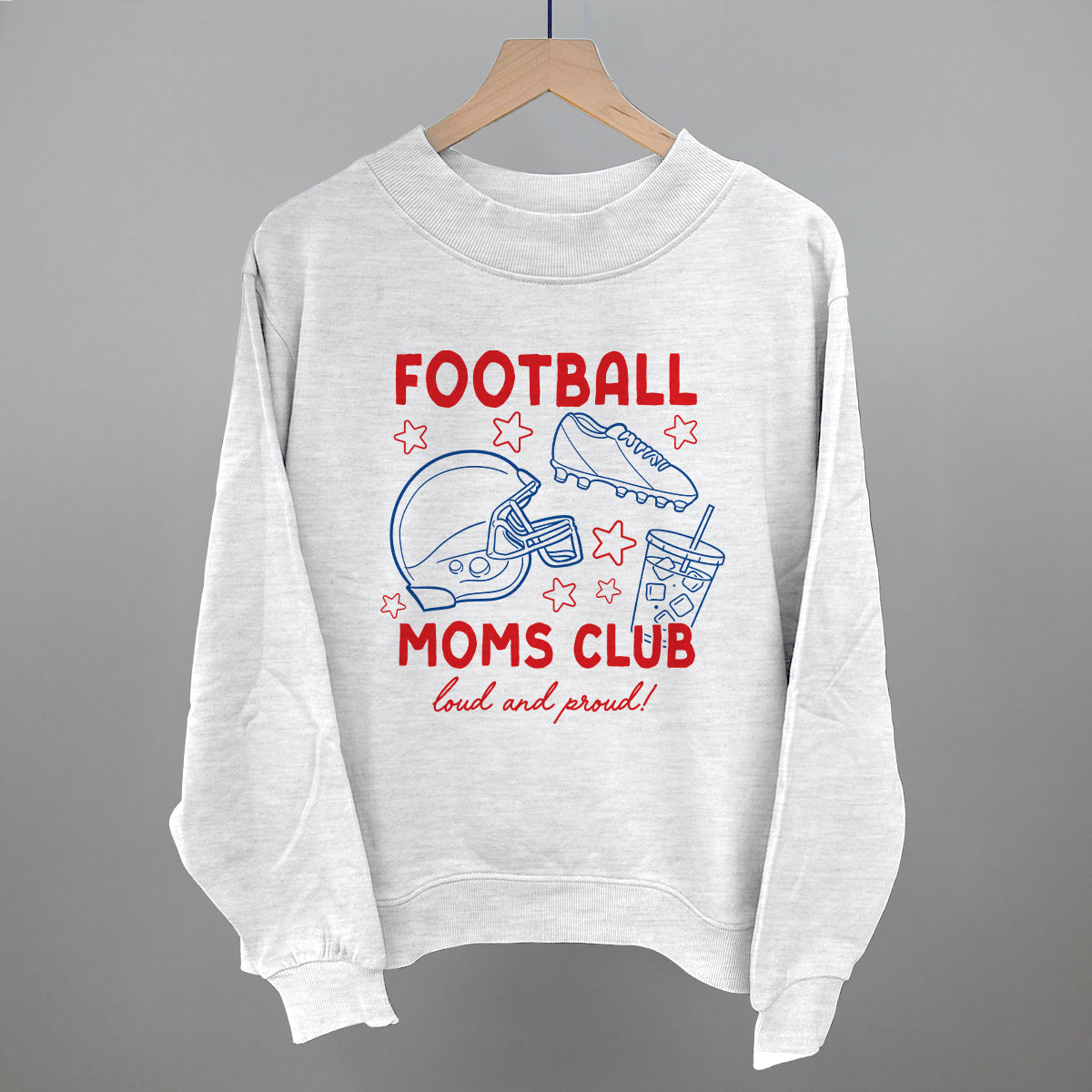 Football Moms Club Doodle Funny Oversized French Terry Mockneck Sweatshirt in Ash – Ivy + Cloth