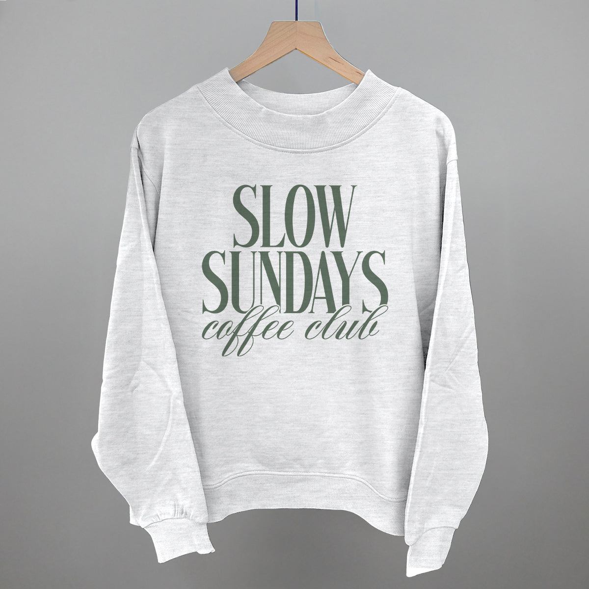 Slow Sundays Coffee Club graphic French terry mockneck in Ash