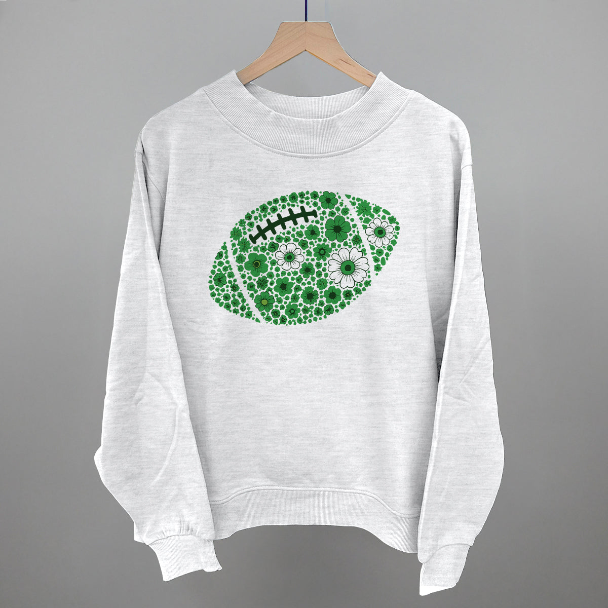 Floral Football Green Funny Oversized French Terry Mockneck Sweatshirt in Ash – Ivy + Cloth