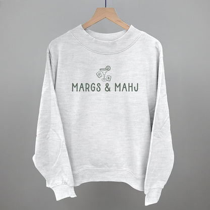 Margs & Mahj Mahjong graphic French terry mockneck in Ash