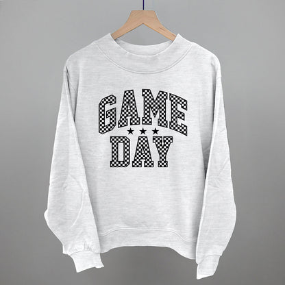 Game Day Checkered Arch Funny Oversized French Terry Mockneck Sweatshirt in Ash – Ivy + Cloth