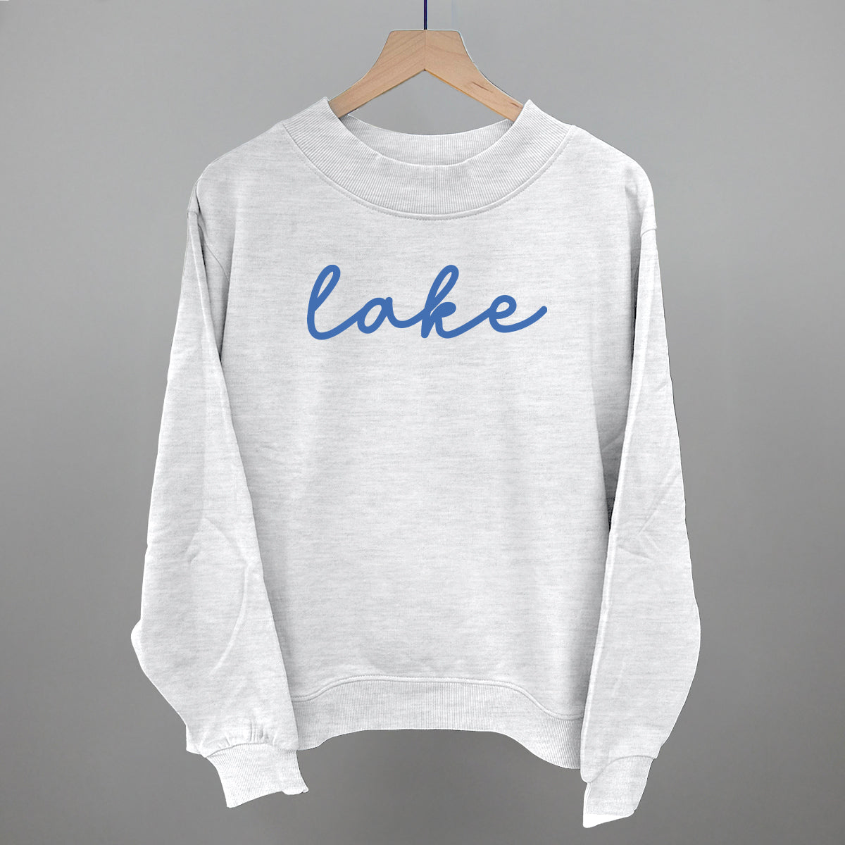 Lake Life Script graphic French terry mockneck in Ash
