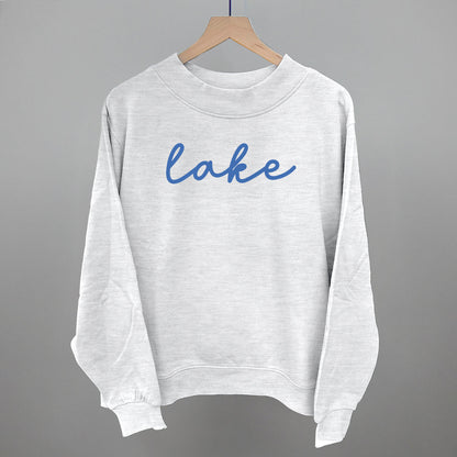 Lake Life Script graphic French terry mockneck in Ash