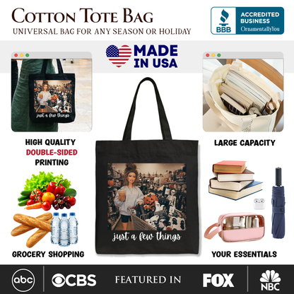 Just a Few Things Halloween Shopping Tote Bag, Funny Spooky Season Decor Lover Gift Shopper
