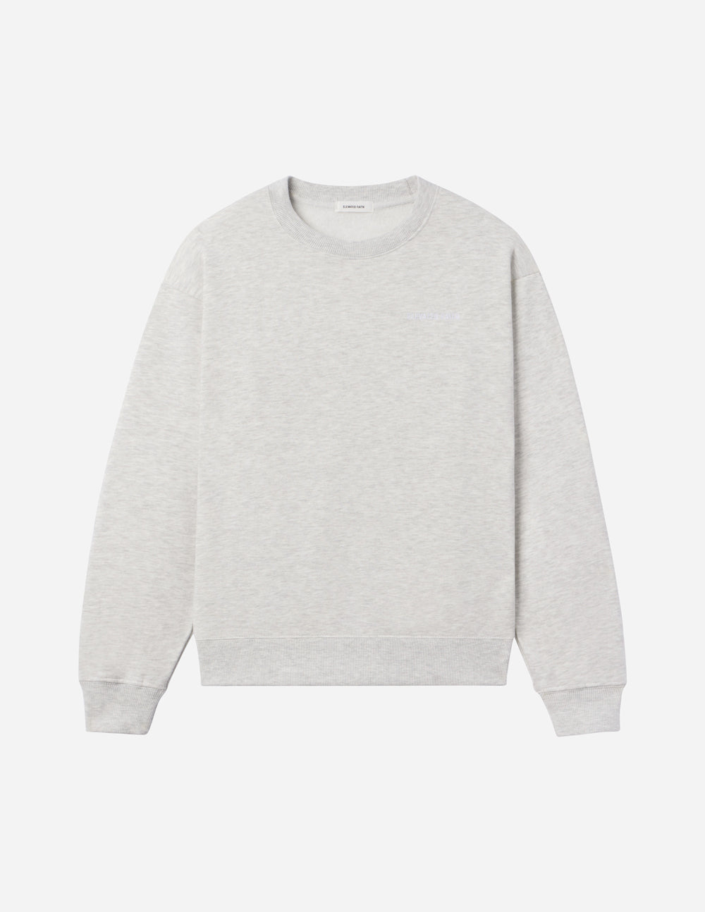 Elevated Faith Christian Crewneck Sweatshirt in light gray with ribbed cuffs and neckline